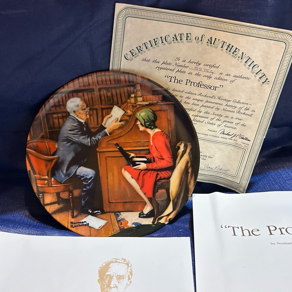 Norman Rockwell "The Professor" Collector Plate w/ COA